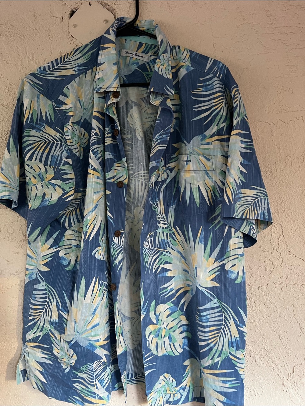 Tommy Bahama Blue Tropical Leaf Short Sleeve Shirt Jacket